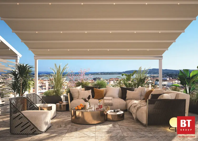 pergola bioclimatica moderna colore bianco con tendone color bianco illuminato con luci a led by btgroup corona serramenti torino pergola bioclimatica moderna colore bianco con tendone color bianco illuminato con luci a led by btgroup corona serramenti torino