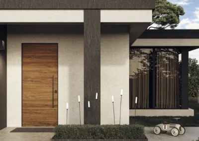 porta blindata da esterno a risparmio energetico colore legno di rovere in stile moderno corona serramenti