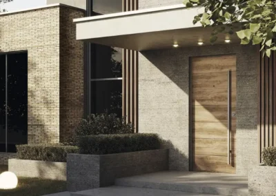 porta blindata da esterno a risparmio energetico colore legno di rovere in stile moderno corona serramenti torino