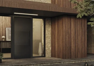 porta blindata da esterno a risparmio energetico marrone scuro in stile moderno corona serramenti