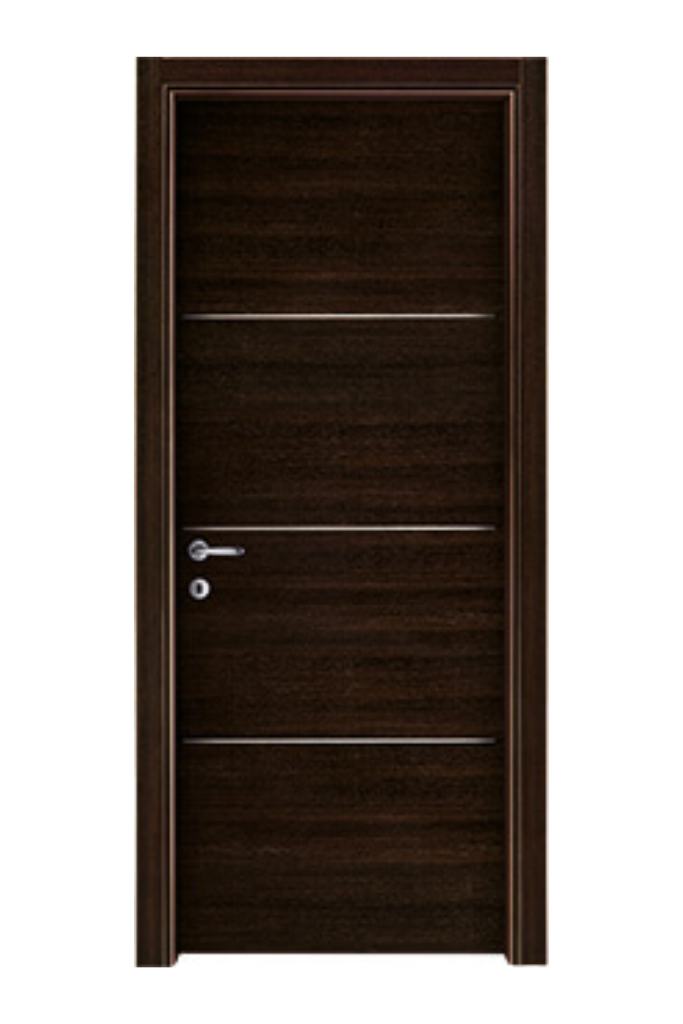 porta d'interni in legno colore rovere wengè con 3 listelli in alluminio corona serramenti 1925 torino