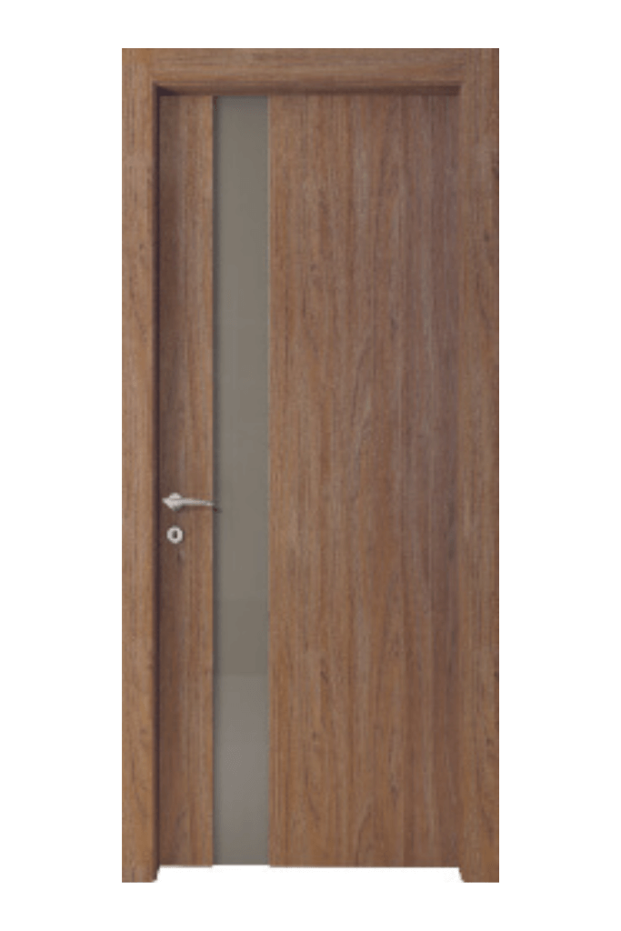 porta moderna in laminato color legno di noce con vetro fumè verticale corona serramenti 1925 torino